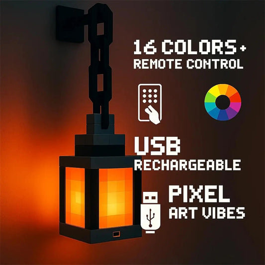 16-Color Pixel Style Portable Night Light Lantern - Perfect Tabletop Ornament for DIY Interior Decor and Festive Atmosphere!