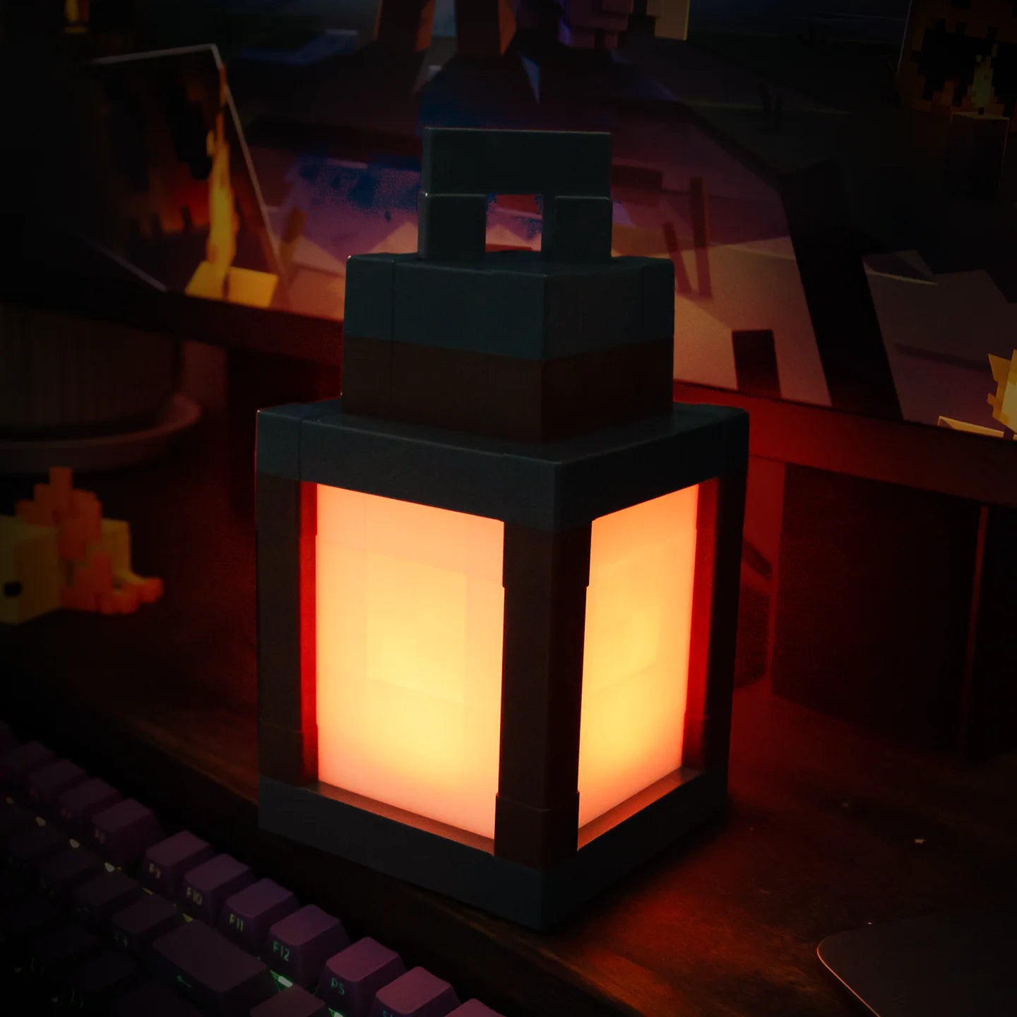16-Color Pixel Style Portable Night Light Lantern - Perfect Tabletop Ornament for DIY Interior Decor and Festive Atmosphere!